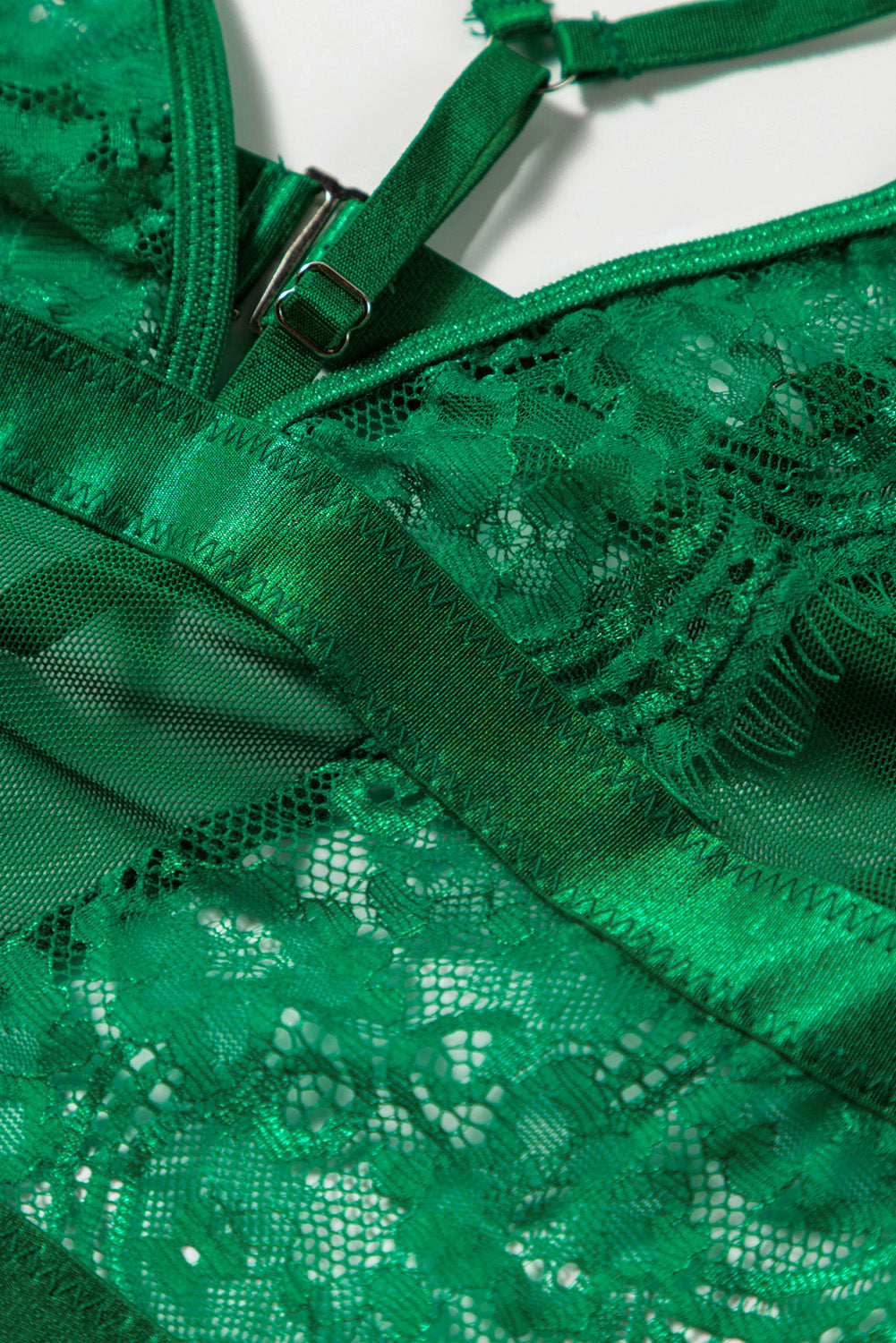 Ladies  Satin , Mesh Teddy with Front Detail at Bust in Blk, Burgundy & Hunter Green